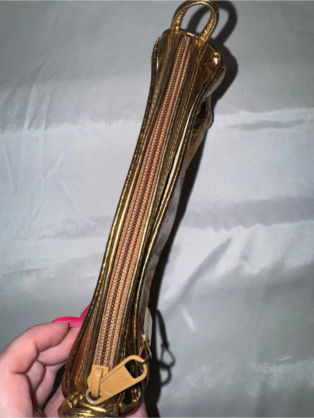Giani Bernini Gold Metallic Textured Wristlet Clutch - Designer Style